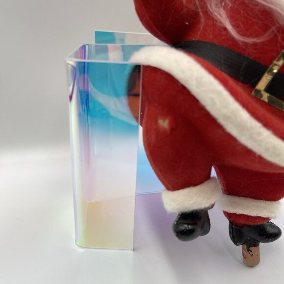Vintage Flocked Velvet Dancing 8" Tall Santa Figure *MISSING STAND* - Picture 5 of 16